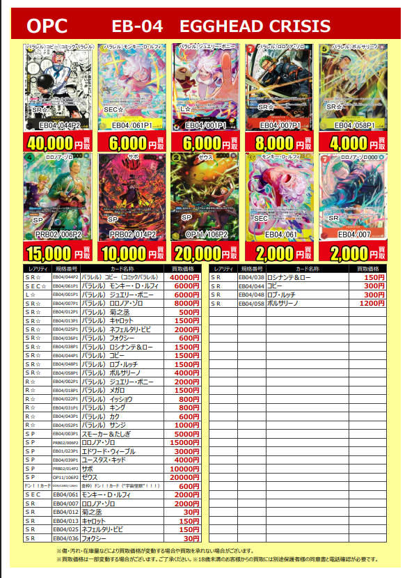 ワンピースカードゲーム 最新弾 エクストラブースター「EGGHEAD CRISIS