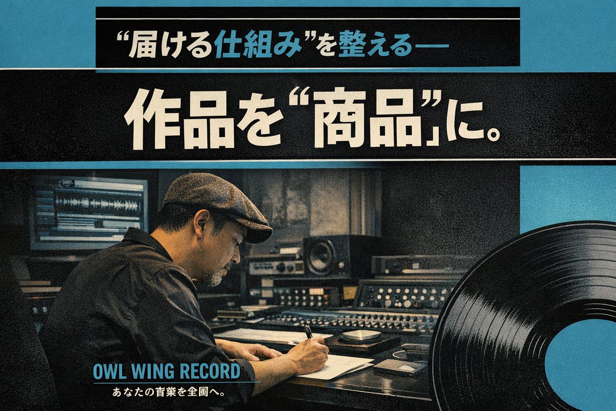 MUSICNEST2's tweet photo. 配信登録、流通コード、デザイン、PR——。見えない作業の連続が、音を“作品”から“商品”に変えていく。

Owl Wing Record、現場で“届ける仕組み”を組み上げ中。
あなたの音楽を全国へ📀

https://t.co/WNU4HhKkMJ

#音楽ビジネス #全国流通 #OwlWingRecord https://t.co/RDcqrKfMiC