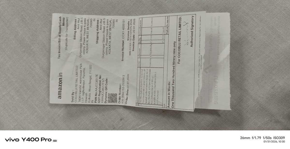 AmitAtul1's tweet photo. @amazonIN 
My order placed*22 January 2026
Order Id no* 408 0066153 2533913
Delivered*23 january 2026
Payment total*1310 rupees UPI,By phone pay.
Product issue,
Live assistant chat,but my issue not resolved,(3day before).
Please solve my issue. https://t.co/HIq58e0W7d