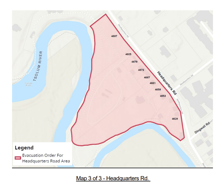 EmergencyInfoBC's tweet photo. The #Comox Valley Regional District has issued an Evacuation Order for Maple Pool Campground & some properties on Stephen Rd. & Headquarters Rd. due to the immediate danger to life safety caused by flooding. 
Impacted people must evacuate NOW. 
Evacuees can access support at the reception centre at Native Sons Hall, 360 Cliffe Avenue, Courtenay.
More info & map: https://t.co/qB7gkrp6z2
#BCFlood
