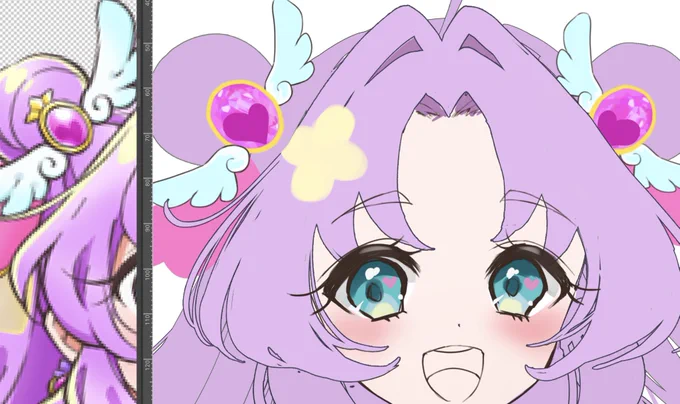 続きを描いてたら「ママ、髪飾りの宝石の影もハートなの気づいてないでしょ」って ホンマや!