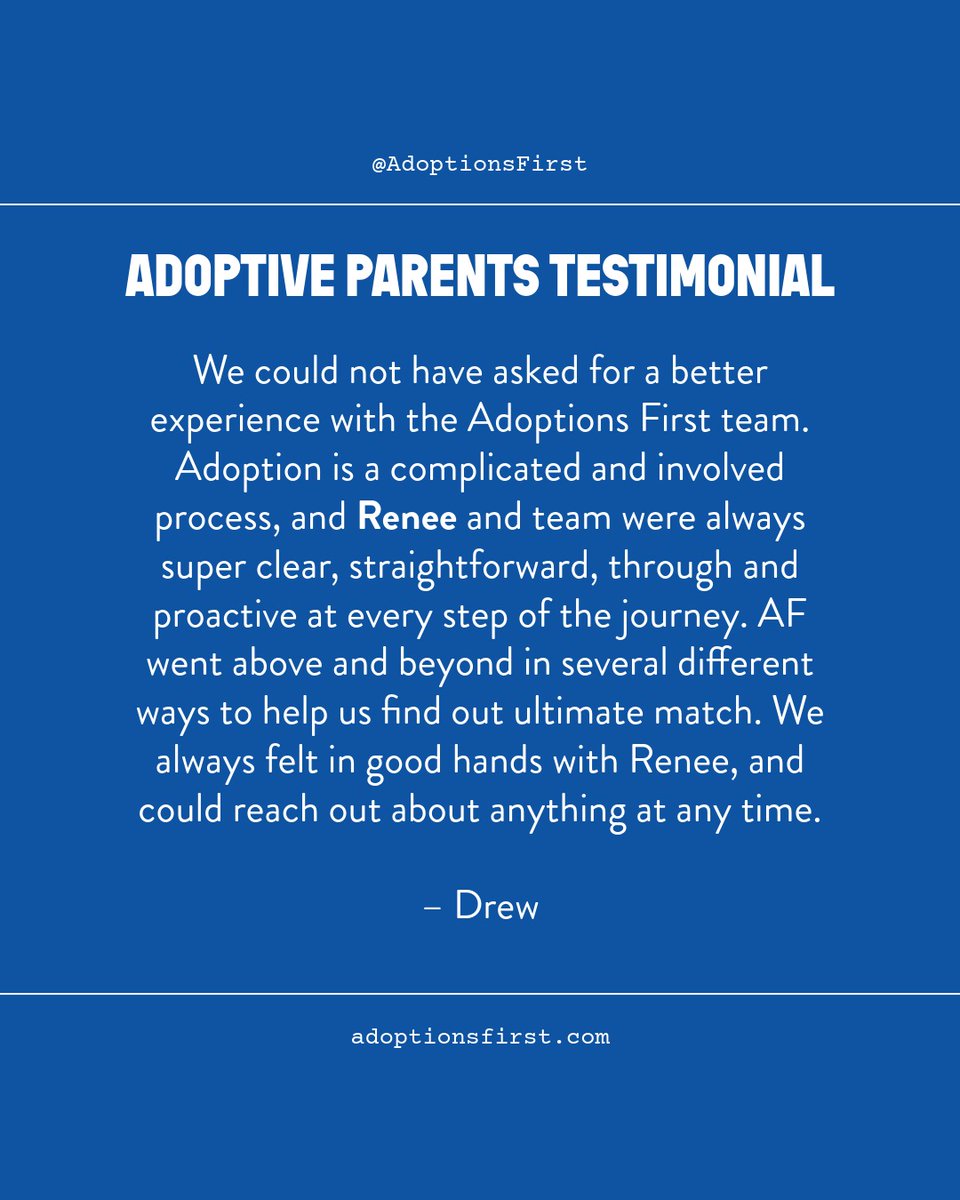 AdoptionsFirst's tweet image. Going above and beyond isn’t optional—it’s essential.

We are grateful to families who trust us during one of life’s most meaningful journeys.

💙 Learn how we support hopeful adoptive parents. #testimonials 
👉 adoptionsfirst.com

#adoption #adoptionjourney #adoptiveparents