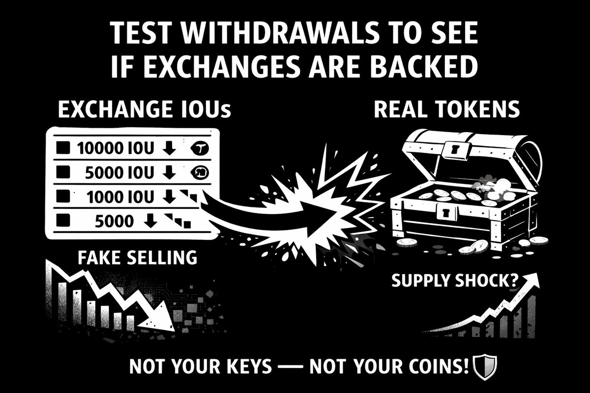 🚨 Altcoin prices are fake? And this could launch them to the Moon 🚀
The power is in your hands. 

The market looks oversold 📉 - but most selling isn’t real.
On many exchanges, you trade IOUs, not actual tokens.

Withdrawals = reality check ✅
If the exchange isn’t fully