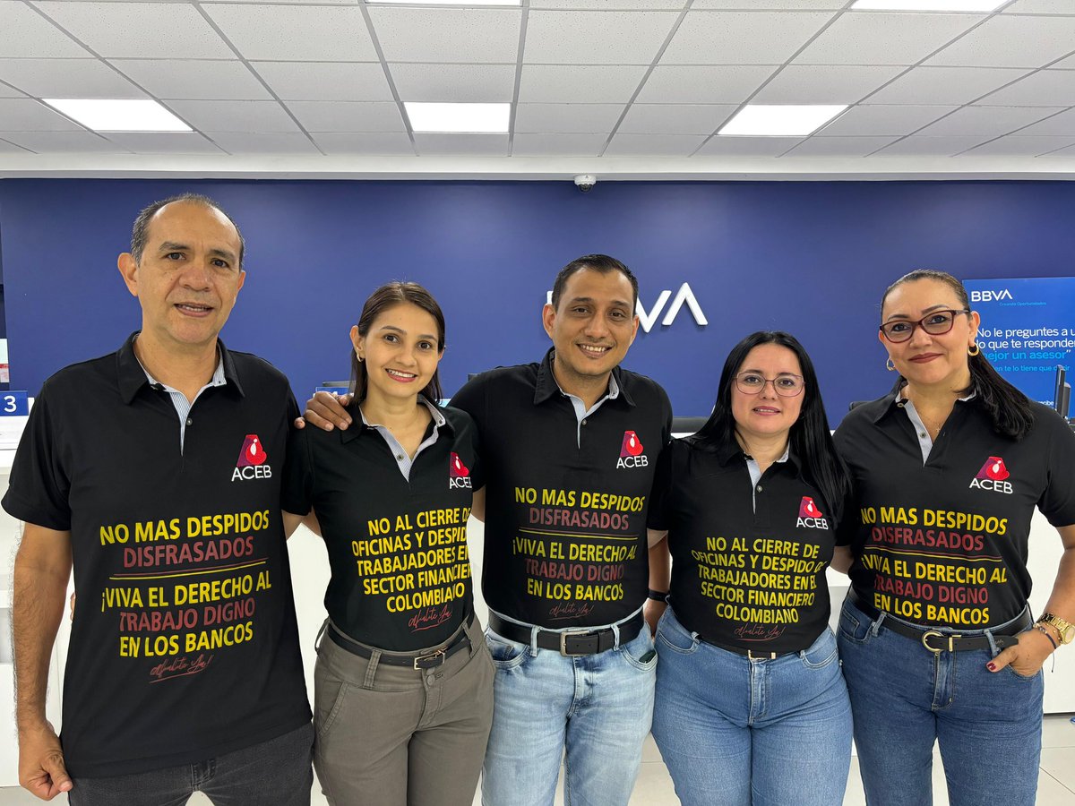 Los trabajadores bancarios exigimos condiciones laborales justas.
No al acoso
No a la persecución sindical
No a metas comerciales inalcanzables
#ViernesDeAceb <a href="/acebnacional/">ACEB</a> <a href="/AcebChia/">aceb seccional chia</a> <a href="/cutcolombia/">Central Unitaria de Trabajadores</a> <a href="/cutcordoba/">EJECUTIVO CUT CÓRDOBA.</a> <a href="/uniamericas/">UNI Américas</a> <a href="/Ademacor/">Ademacor</a> <a href="/fecode/">fecode</a> <a href="/AcebStaMta/">Aceb Seccional Santa Marta</a>