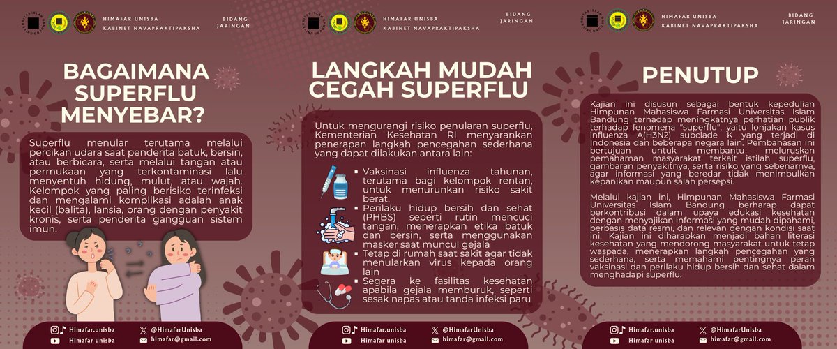 Mengenal Istilah Superflu dalam Wacana Kesehatan

Edukasi kesehatan menjadi kunci agar masyarakat dapat menyikapi informasi secara bijak tidak mudah panik serta tetap waspada terhadap penyakit menular. komunikasi yg akurat akan membantu pemahaman yg benar mengenai kesehatan.