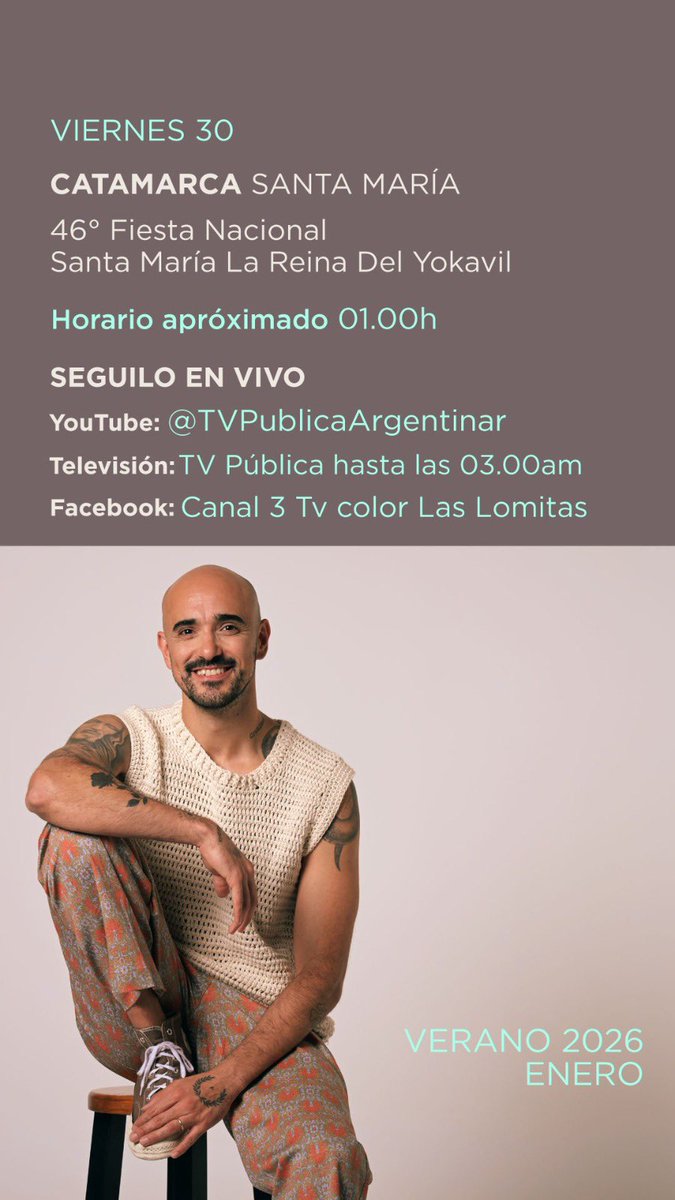 AbelPintos's tweet photo. Continuamos con la gira de verano 🤗 Que alegría regresar a Catamarca 🤍 subimos al escenario a las 01am aprox. Comparto info por si gustan acompañar. Nos vemos en la música. https://t.co/tAGVo4li1s
