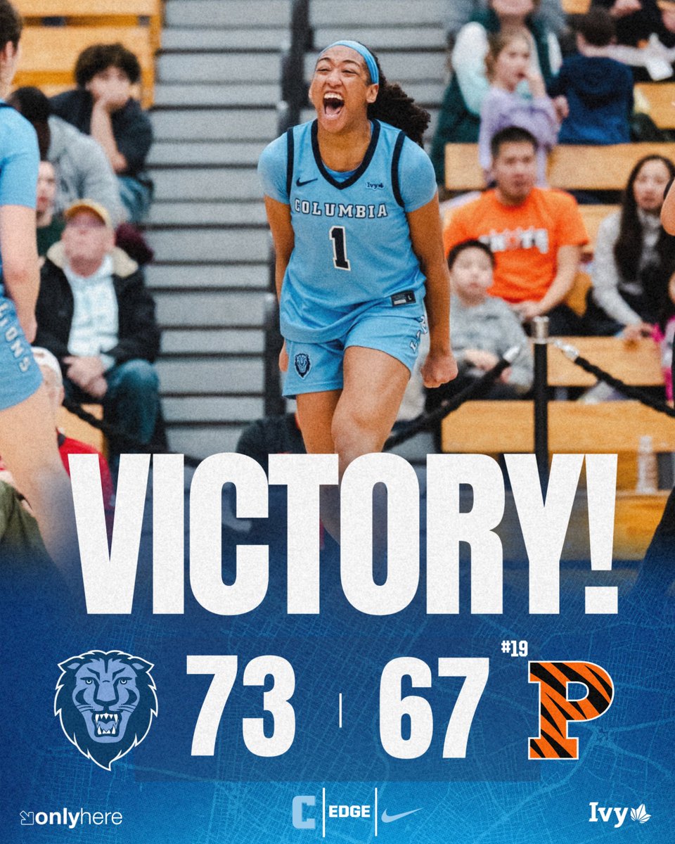 CULionsWBB's tweet photo. LIONS WIN! 🦁
Columbia takes down #19 Princeton on the road 💪

📈 14-5, 5-1 @IvyLeague 
➡️ 2nd AP Top 25 in program history
➡️ 16th straight true road win

#RoarLionRoar // #EDGE // #OnlyHere 🗽 https://t.co/uLsSPDCPhu