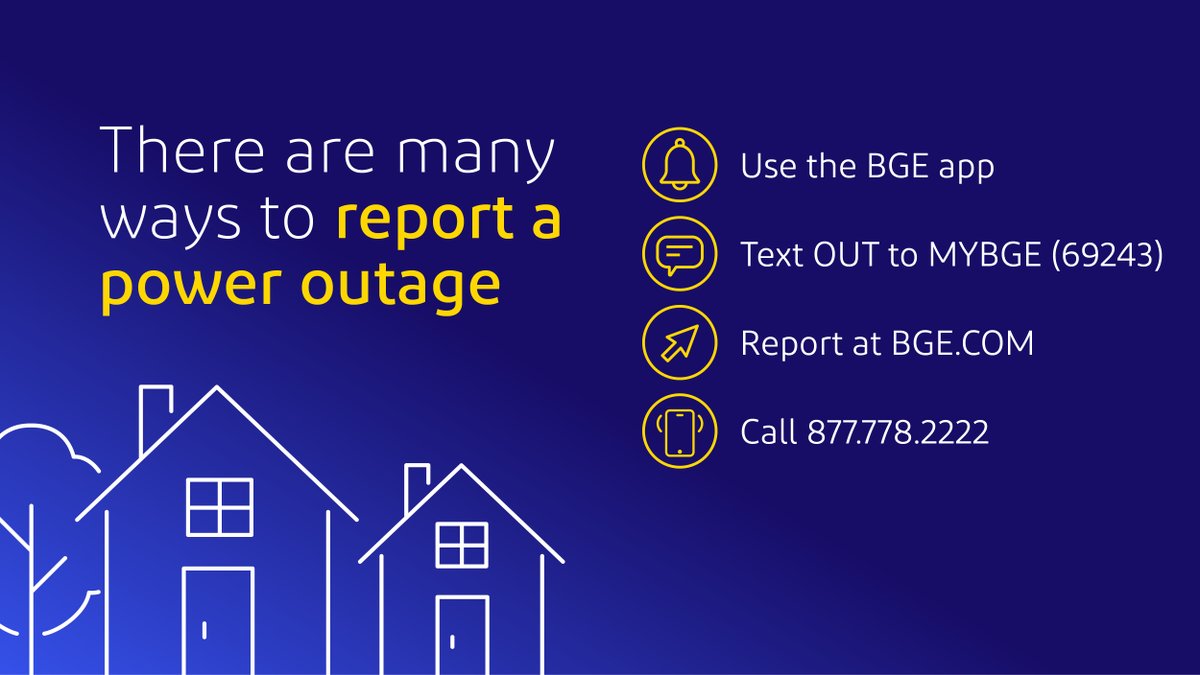 With the potential for wind in our service area this weekend, we want you to know that BGE is prepared. If you experience a power outage or need to report a downed wire, please use the BGE mobile app. Outages may also be reported online at bge.com/outage.