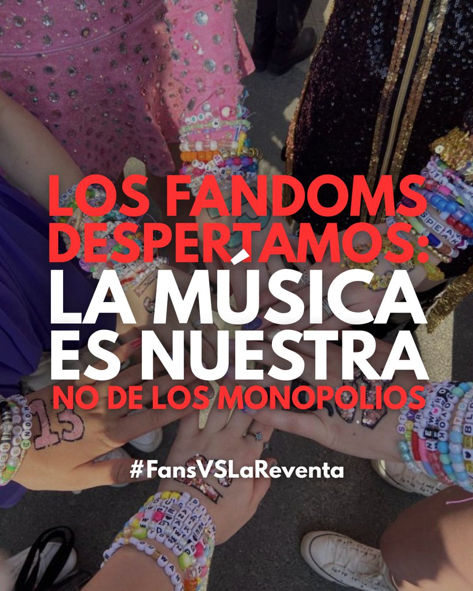Nos unimos a la causa #FansVsLaReventa

Exigimos precios justos y ventas dignas.
Ningún fan debería de comprar con miedo a que su boleto esté clonado, ni quedarse fuera del evento porque la reventa acapare todo.