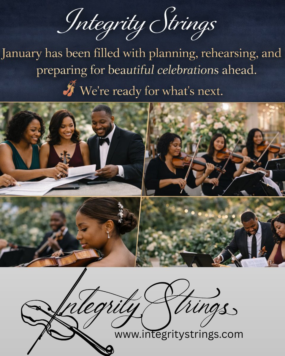 integritystring's tweet photo. January has been filled with planning, rehearsing, and preparing for beautiful celebrations ahead and we’re already booking events for 2027!

🎻 We’re ready for what’s next.
Secure your date → https://t.co/7wqjWdBZbT

#WeddingPlanning #IntegrityStrings #LiveStrings https://t.co/gz4V74Y0vW