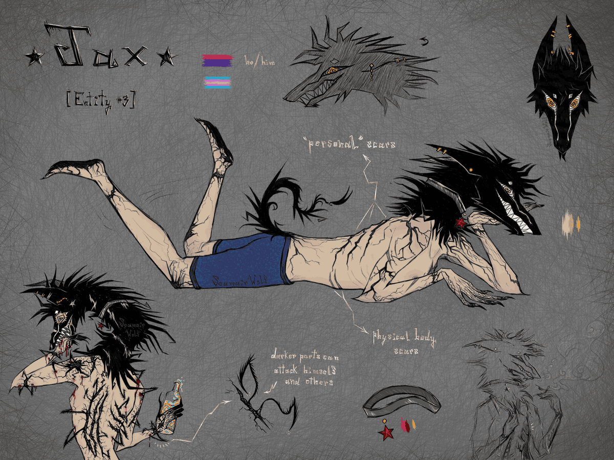 ShifterFreak's tweet photo. My sona (collective name Max)
Ill be sharing some pieces of them,they are multiple entities trapped in the same body
Dark parts of the body can shapeshift
Atm I have the refs/art for entities Sea,''R'' and Jax
#artaccount #nsfwaccount https://t.co/Gd6VQpKa6h