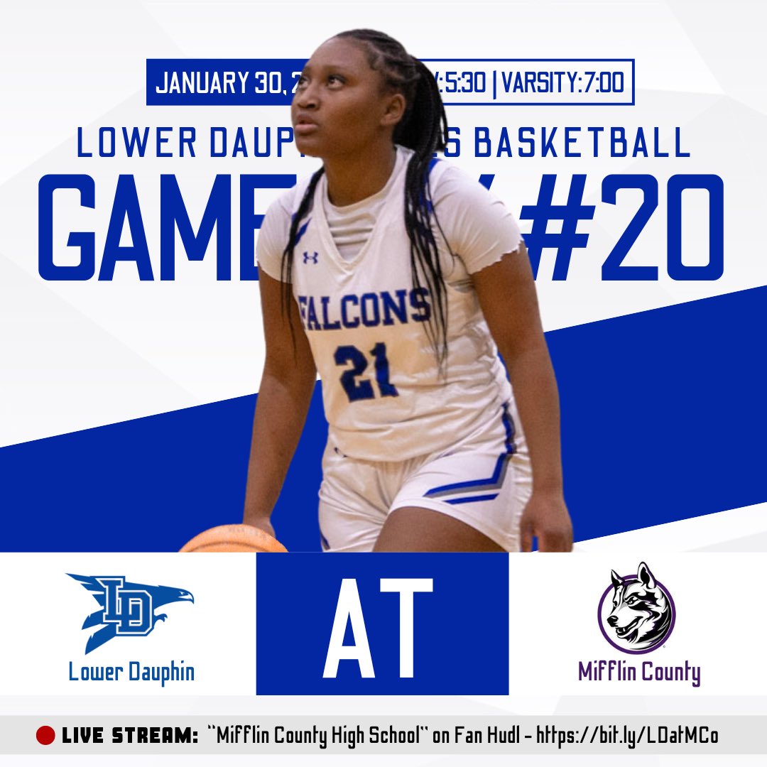 LDGB's tweet photo. It’s #GAMEDAY #20! Tonight, we make the long bus ride to Mifflin County (10-7) for another Keystone Division matchup!

🆚: @MCHuskySports
📍: Lewistown, PA
🗓️: Friday, January 29
🕠: 5:30pm (JV)
🕖: 7:00pm (Varsity)
🖥️: https://t.co/0xONL5cAFc

#Together | #PAGirlsHoops | #LDGB🏀 https://t.co/ZJ5u29Wv3i