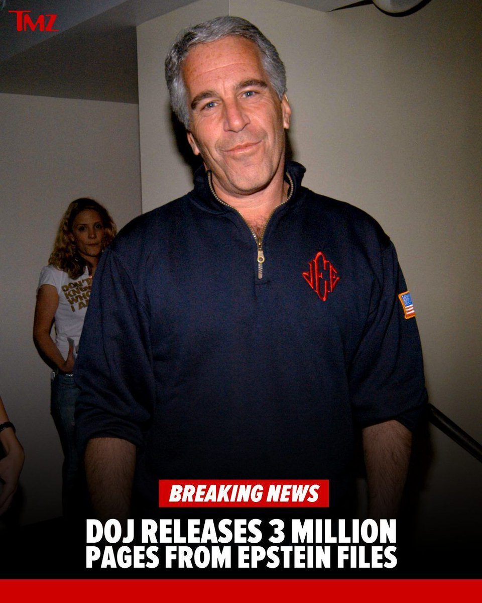 TMZ's tweet photo. The Department of Justice just released millions of documents from the Jeffrey Epstein Files, plus a couple thousand videos and hundreds of thousands of images.

Read more: https://t.co/2SqMP1hZZE https://t.co/zGjMGGGMV6