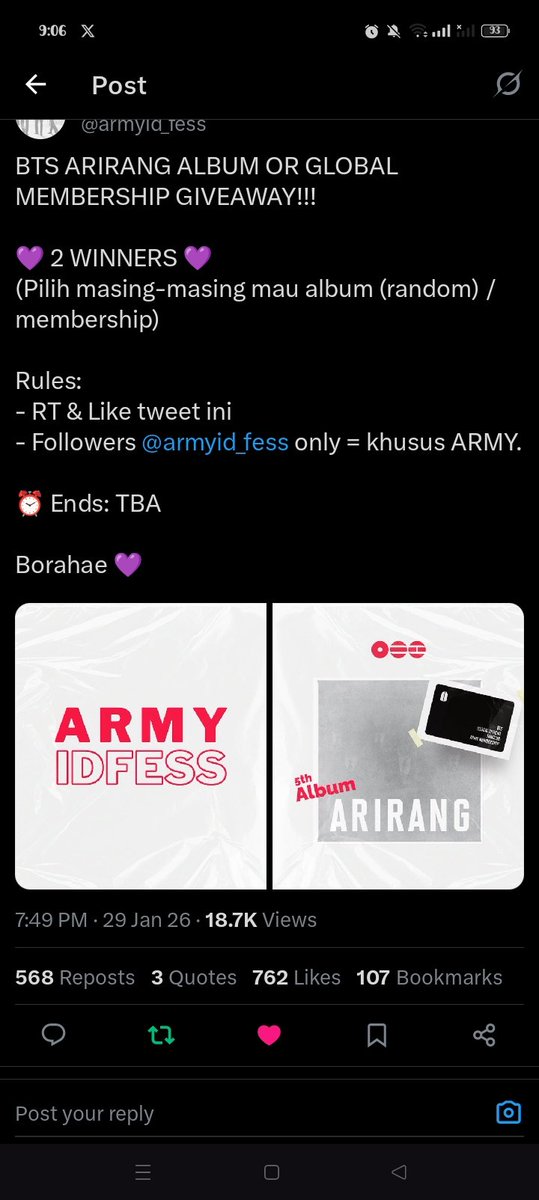 bbyjeka97's tweet photo. @armyid_fess Bismillah membership https://t.co/hJczKsyJp1