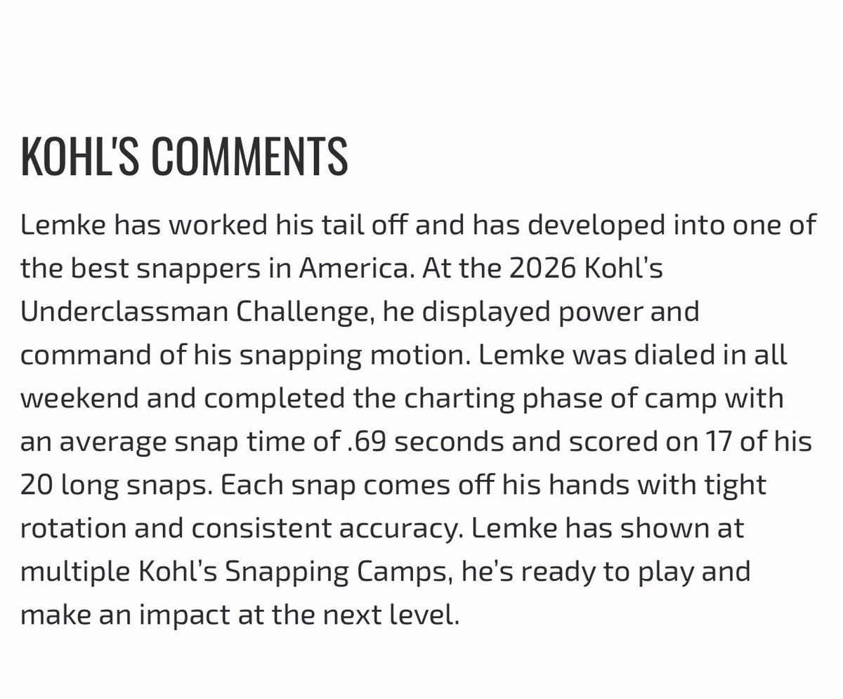 lemke_sean20027's tweet photo. Extremely grateful to now be ranked as the 8th Snapper in 🇺🇸 in the class of 2027!@KohlsSnapping @Coach_Casper https://t.co/ChBpU8Xfjb