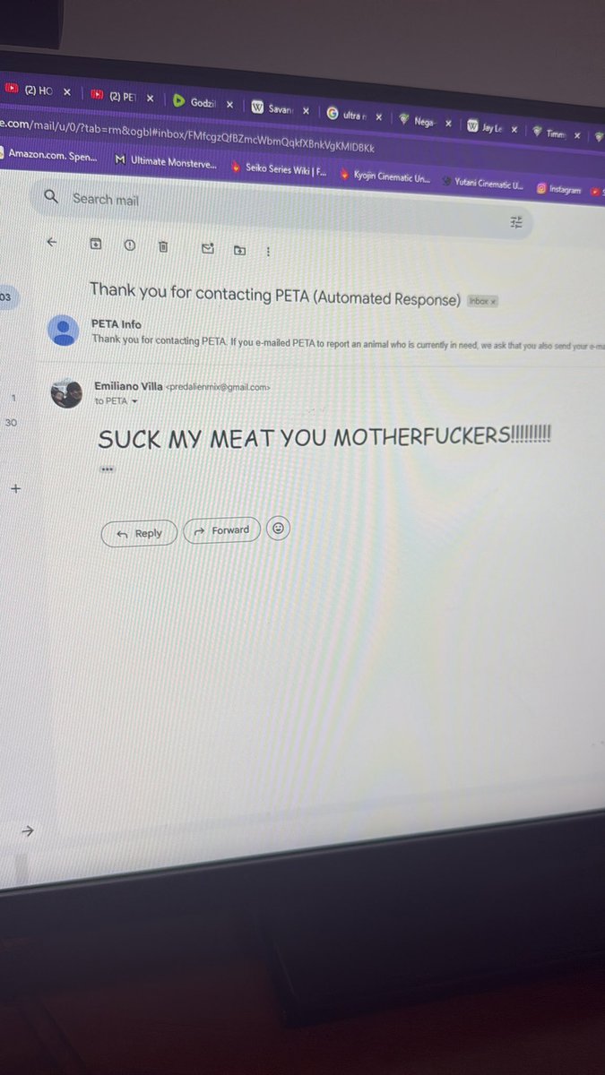 dfp_aol's tweet photo. I sent this email to @peta as an insult for their bullshit!!! https://t.co/qczkTLruN6