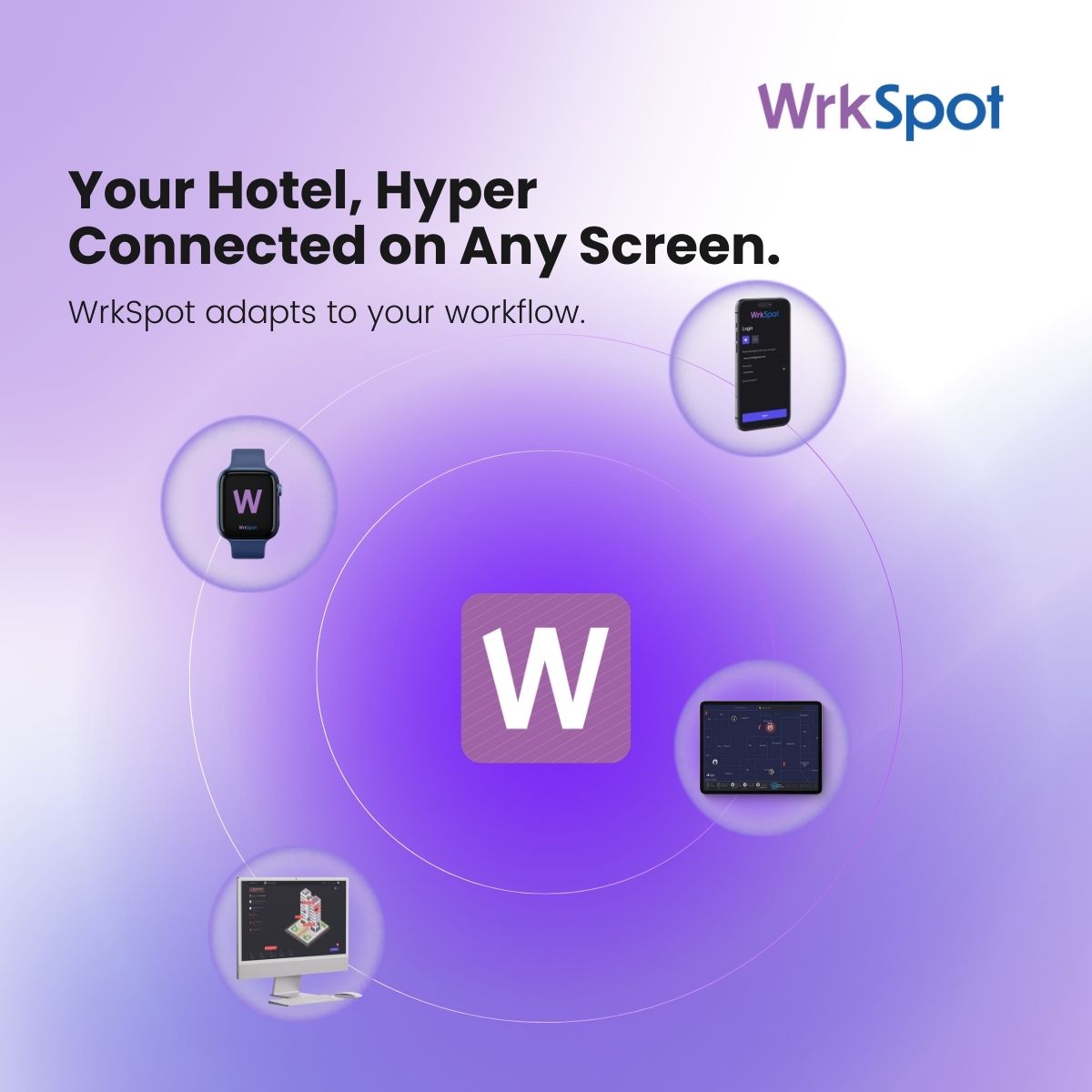Real-time hotel operations, seamlessly connected on any screen.