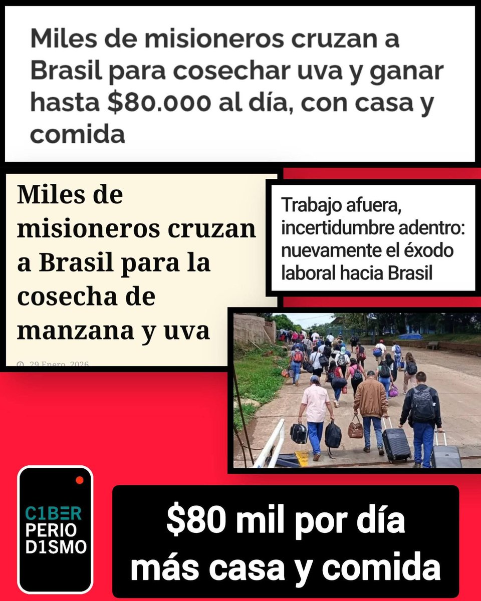 En Misiones ganó LLA en las elecciones. Ahora los yerbateros se están fundiendo y los misioneros cruzan la frontera para cosechar en Brasil, donde les dan casa, comida y un jornal digno.
Al final es Lula el que está sacando a los argentinos de la pobreza😏
#MileiDestruyeArgentina