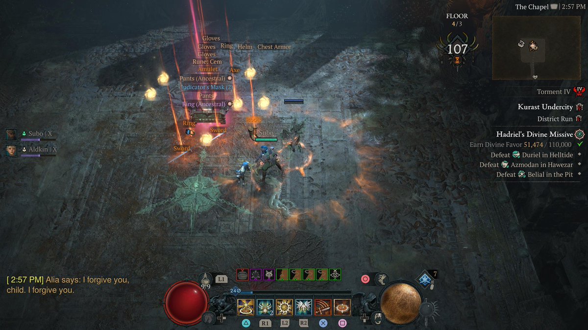 😈 Diablo IVのシーズン11を毎週トータルで4時間ほど遊んでるライトユーザーですが、クッソ面白い。

死に体のコンテンツを上手くシーズンジャーニーに組み込んでたり、素材やお金そしてミシック（❗️）手に入りやすくなってたり、ワールドボスしばき甲斐あったり、… 3月まで続くみたいやぞ。せなん？