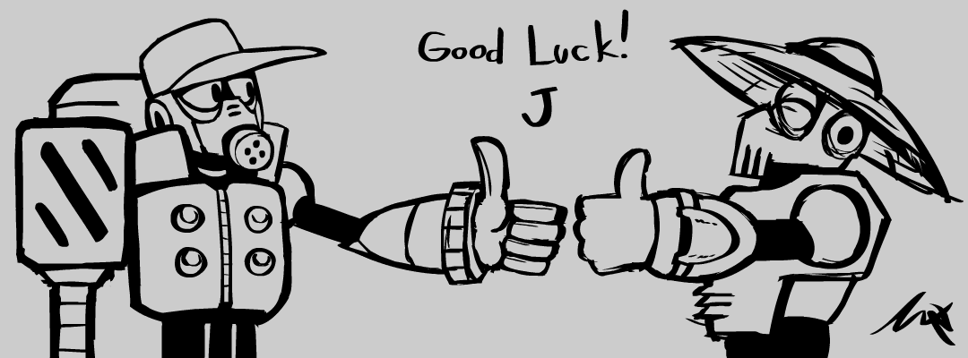 Garden Man wishes Cleaner Man luck for the #MegaManDO #DesignARobotMaster contest.

<a href="/hachurart/">Hachura</a>