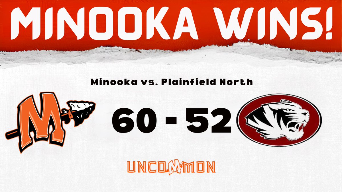 MCHSBoysBball's tweet image. Minooka wins!

Minooka - 60
Plainfield North - 52

Won a very physical battle on the road. Proud of our kids for battling through it &amp;amp; much respect to PN for playing so hard.

Brady Hairald - 14 pts, 10 rebs, 6 stls

Graham Lee (so) - 14 pts (3 3s)

Kyle Rodak (jr) - 8 &amp;amp; 5