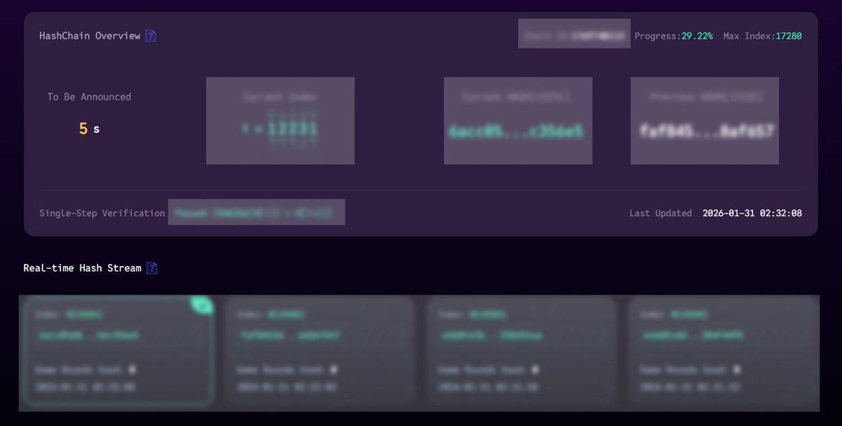 luckyx_game's tweet image. Results on LUCKY X aren’t generated in isolation.

Each game round is bound to a specific position in a hash chain, where every hash depends on the previous one.

That means changing a single result would immediately break chain continuity — and it’s detectable.

Importantly,