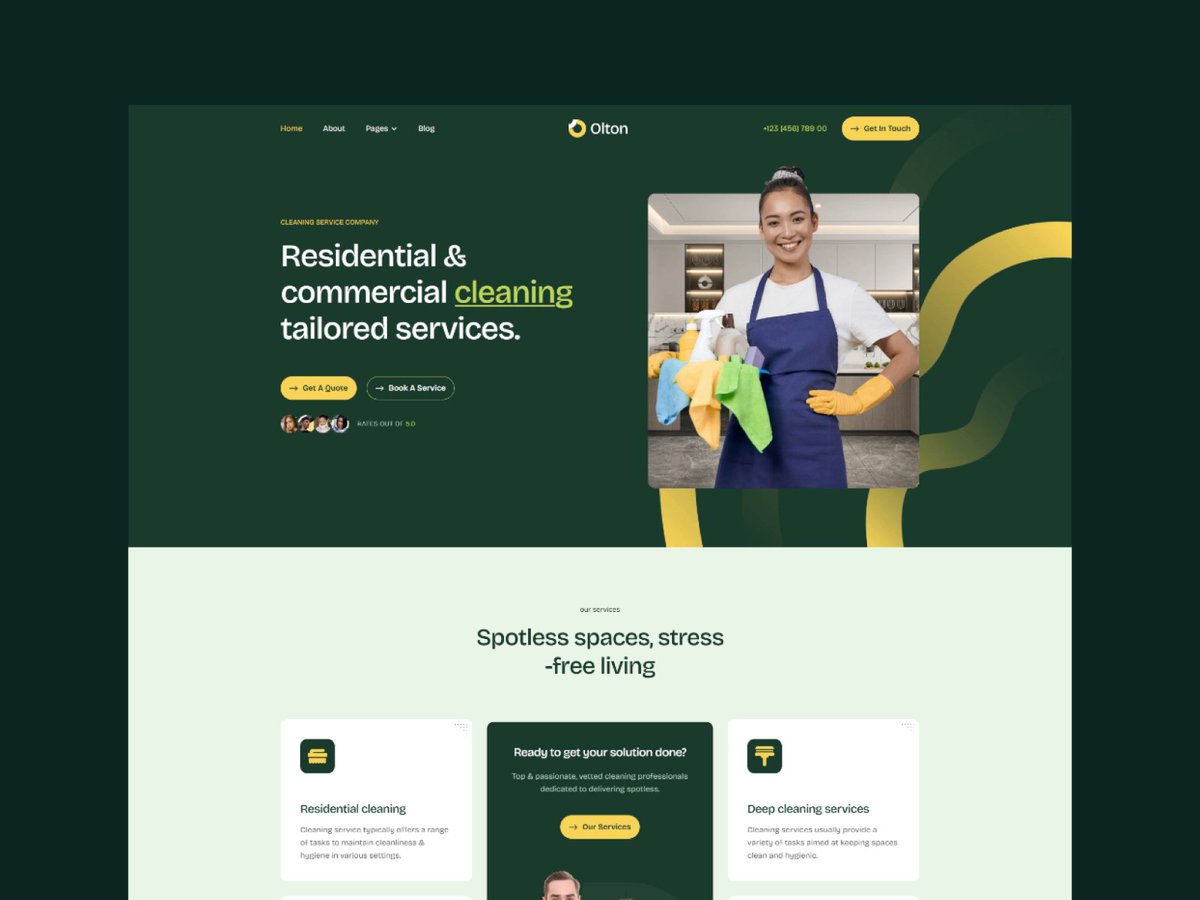 🧼 Olton — Cleaning Services Framer Template
Olton is a clean, conversion-focused Framer template built for residential, commercial &amp; specialized cleaning businesses. Perfect for showcasing services, pricing &amp; testimonials while driving bookings.
We love building with <a href="/framer/">Framer</a> 💙