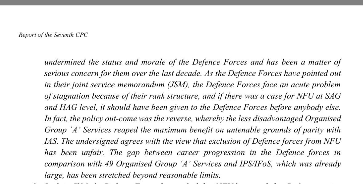 <a href="/PunamIndian/">Punam Indian</a> <a href="/OliveGrin17/">Olive Green</a> <a href="/manmohan16/">Manmohan</a> <a href="/kayjay34350/">Lt Gen Kamal Jit Singh (Veteran)</a> <a href="/WoodCheat/">Cheat Wood</a> @sandythapar <a href="/ChatyTheCheetah/">Dr. Ankur Chaturvedi🇮🇳</a> <a href="/vigoDoon/">Vikas Gosain</a> <a href="/Warrior_Mukul/">Colonel Mukul</a> <a href="/DefenceMinIndia/">रक्षा मंत्री कार्यालय/ RMO India</a> <a href="/PIB_India/">PIB India</a> <a href="/adgpi/">ADG PI - INDIAN ARMY</a> <a href="/IAF_MCC/">Indian Air Force</a> <a href="/indiannavy/">SpokespersonNavy</a> <a href="/SpokespersonMoD/">Ministry of Defence, Government of India</a> <a href="/HQ_IDS_India/">HQ IDS</a> <a href="/BrigMahalingam/">Brig V Mahalingam</a> <a href="/kakar_harsha/">Maj Gen Harsha Kakar</a> <a href="/SinghNavdeep/">Navdeep Singh</a> <a href="/vikramwkarve/">Vikram Waman Karve</a> <a href="/Jaykaul/">Brig. Jay Kaul , Veteran</a> <a href="/PashaSehgal/">Lt Gen DP Sehgal</a> <a href="/jessisajan/">Sajan</a> <a href="/bsrangi/">bahadur rangi</a> <a href="/cmseth1/">Maj. Gen. CM Seth</a> <a href="/just_1_singh/">Jaswant Singh</a> <a href="/MajorPoonia/">Major Surendra Poonia</a> <a href="/Neeraj7888/">Lt Col Neeraj Sharma, Veteran</a> <a href="/SmritiRDas1/">Smriti R Das</a> <a href="/tksapru/">Lt Gen Tej Sapru (R)</a> <a href="/GenKumar/">vinod kumar, Maj Gen</a> <a href="/ArunBajpai/">Brig Arun Bajpai</a> <a href="/SushilBhasin/">Brig Sushil Bhasin</a> <a href="/BJP4India/">BJP</a> <a href="/PMOIndia/">PMO India</a> <a href="/narendramodi/">Narendra Modi</a> <a href="/ColTekpal/">The Army Guy</a> <a href="/ColCharanjit/">Charanjit Khera</a> <a href="/ajitbhinder/">Col Ajit Singh Bhinder🇮🇳</a> <a href="/Col_Bharat/">Col Bharat Sharma,EME</a> <a href="/MajDPSingh/">Major D P Singh</a> <a href="/rwac48/">Lt Gen H S Panag(R)</a> <a href="/ashokkmrsingh/">Ashok</a> <a href="/Rajeev_mp/">Rajeev</a> <a href="/nylalsingh/">Rao Lalsingh 🇮🇳</a> <a href="/Gen_VKSingh/">Gen VK Singh</a> <a href="/Ra_THORe/">Col Rajyavardhan Rathore</a> <a href="/rakesharma15/">Lt Gen Rakesh Sharma</a> Denial of #NFU to AF has been d most treacherous decision by our Govt..7 CPC recommended that either NFU be given to AF first or no one else..Govt did d exact opposite.. gave it to everyone but denied to AF.. it nows opposes its own AF in SC by through its highest Legal Offr..