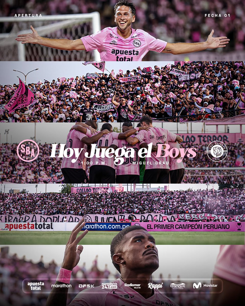 HOY JUEGA EL BOYS 🩷

🕐 1:00 pm
🏟️ Estadio Miguel Grau 
📍 Callao 
🆚 Chankas CYC 

¡Hoy juega el Callao! 👚

#VamosBoysTodaLaVida