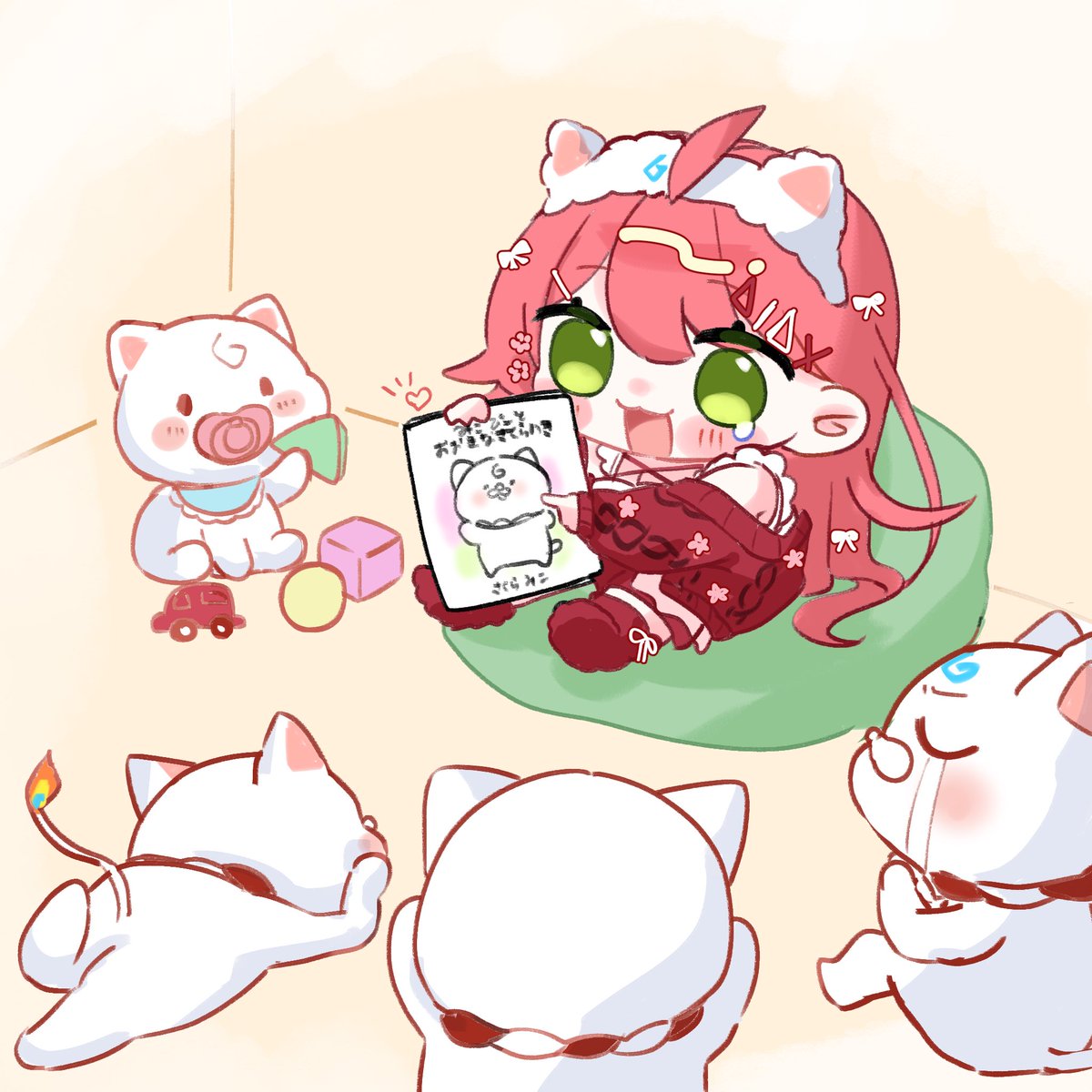 みこてんてー！
絵本読んでーっ！🌸
#miko_Art 
#みこぴーとおおきなさくらのき