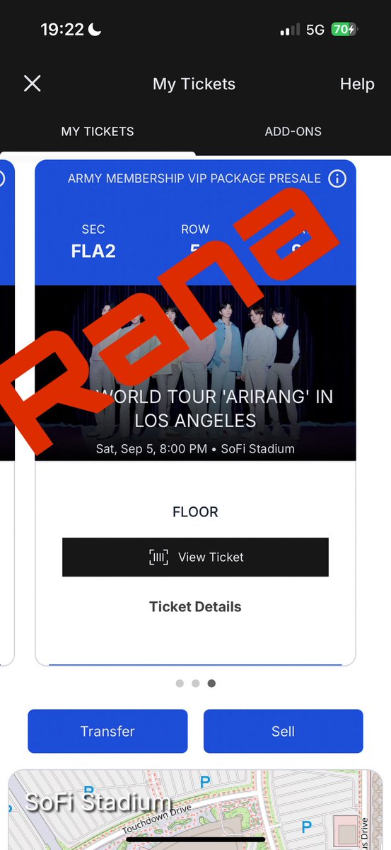 LITERALLY   WTS  (2) of (3)  BTS TICKETS FOR THE LA SHOW 😭

SOFI STADIUM

Saturday,  September 5th.

 These are on Ticketmaster ! Lmkk🥺  , only two pls CA Los Angeles.