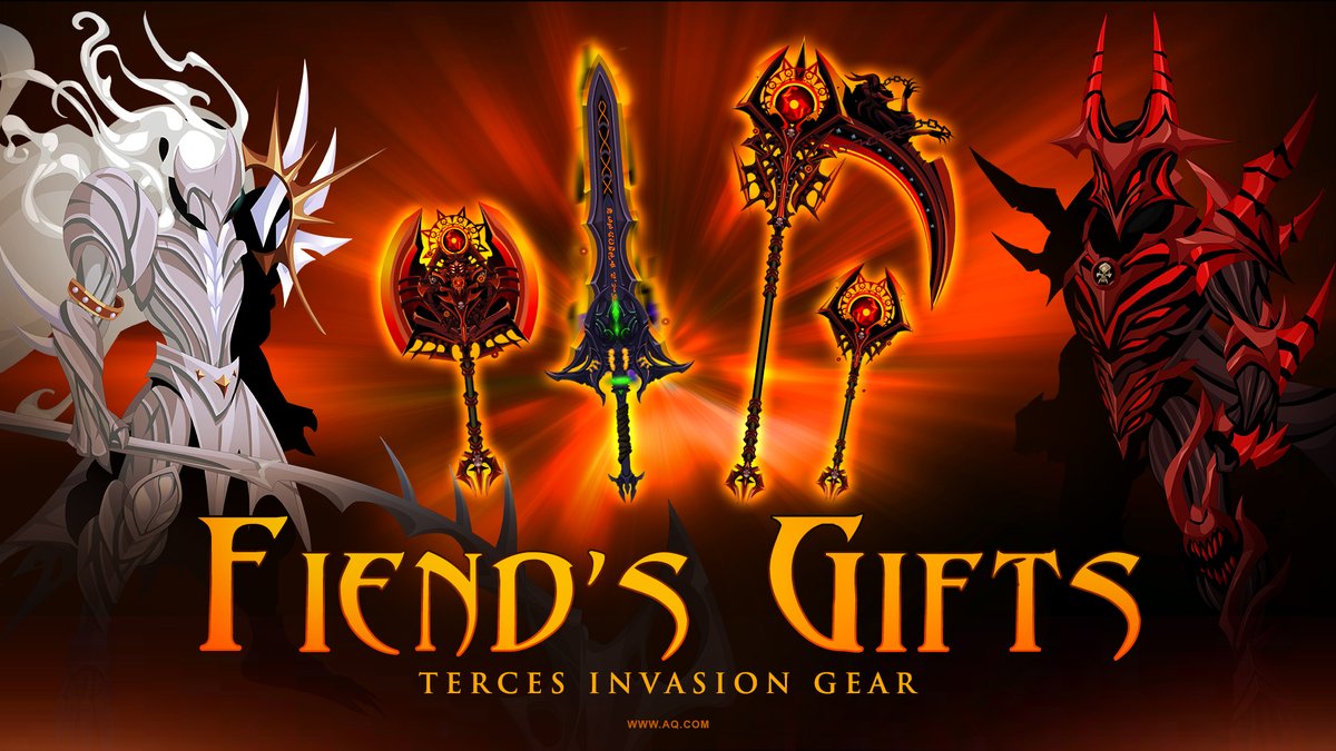 Battle the dire denizens in /TercesInvasion to get rare drops and collect the resources you need to craft the ArchFiend Vigneron and Rodeleros sets!
aq.com/gamedesignnotes