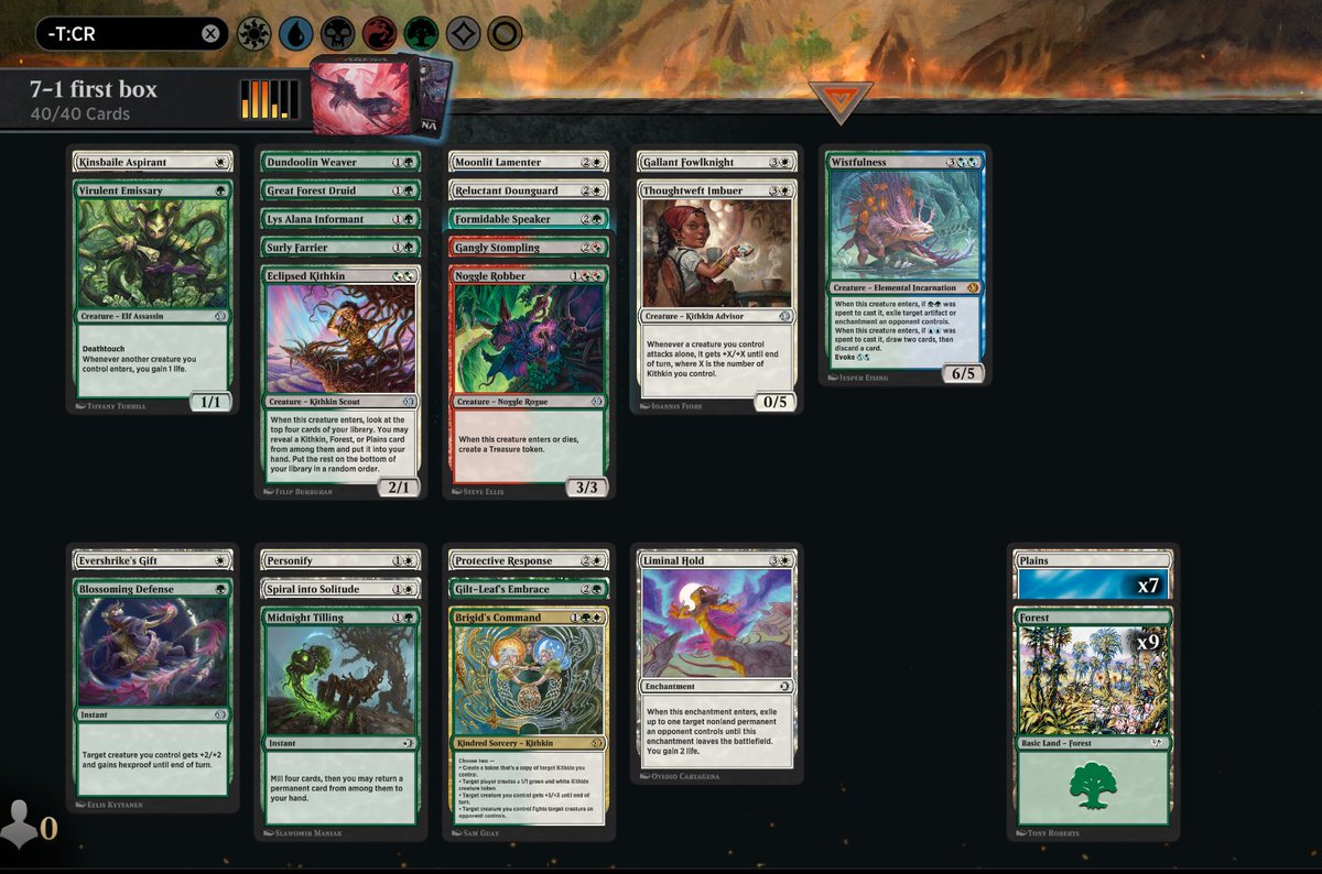 Collector's Box #1 with GW Kithkin! Best cards: Eclipsed kithkin, moonlit  lamenter, formidable speaker, dundoolin weaver, spiral into solitude Even  got to backdoor UU off formidable speaker and great forest druid to