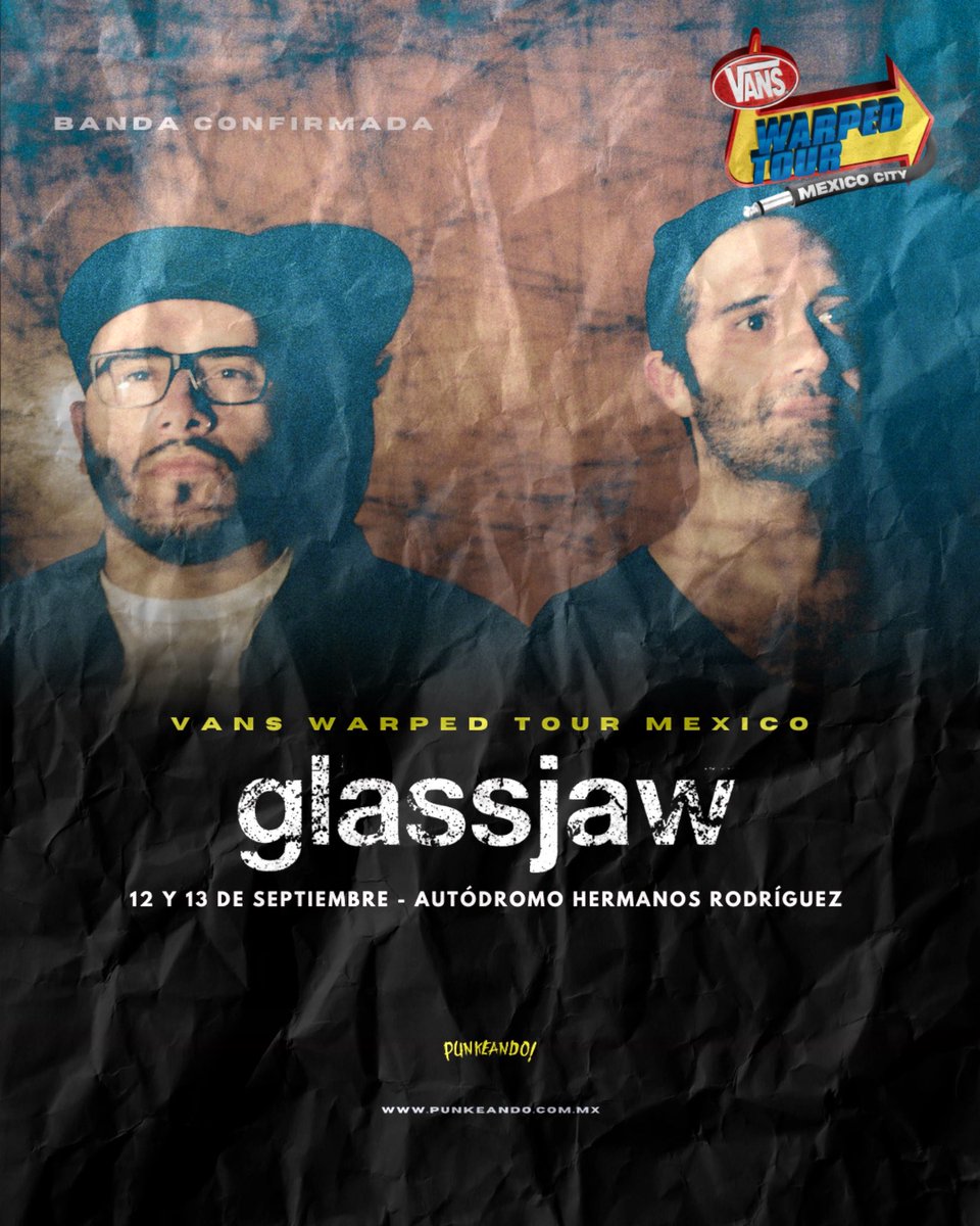 Continúa la revelación del cartel del Vans Warped Tour y Glassjaw se confirma como la tercera banda anunciada para la edición de Ciudad de México, además de formar parte de las ediciones de las 3 ediciones en los Estados Unidos.