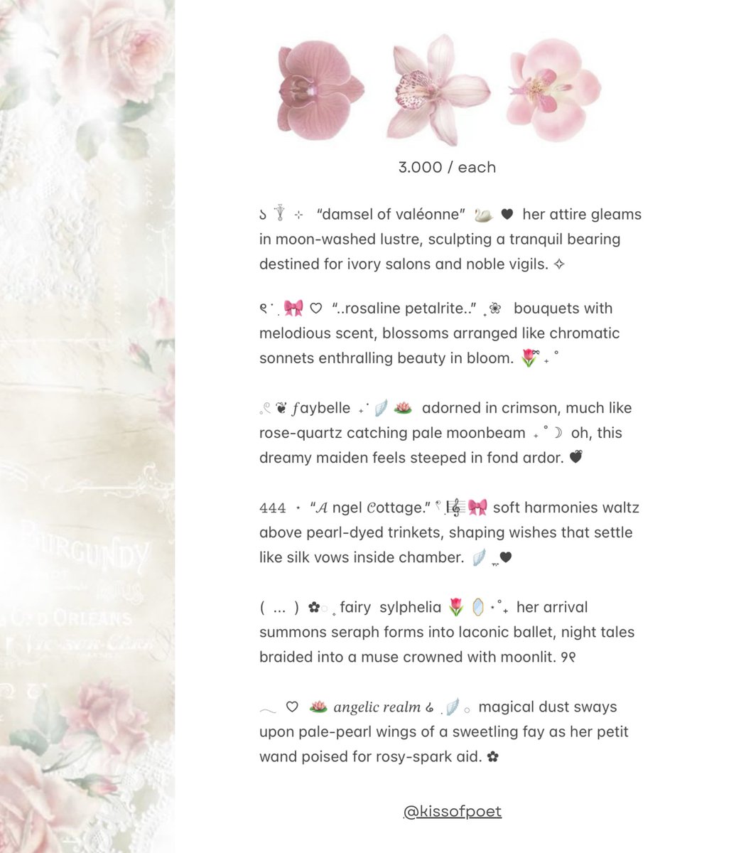 ❤︎  | 🪷  help repost  ...  thank you! 

﴾  ...  ﴿  haloo! aku punya wording bio ready stock bisa ditake sekarang seharga 3.000/each. payment bisa via QRIS. take by dm atau telegram: t.me/sheapoet 🕊️

___   #zonauang  ✿  𓂅𓈒