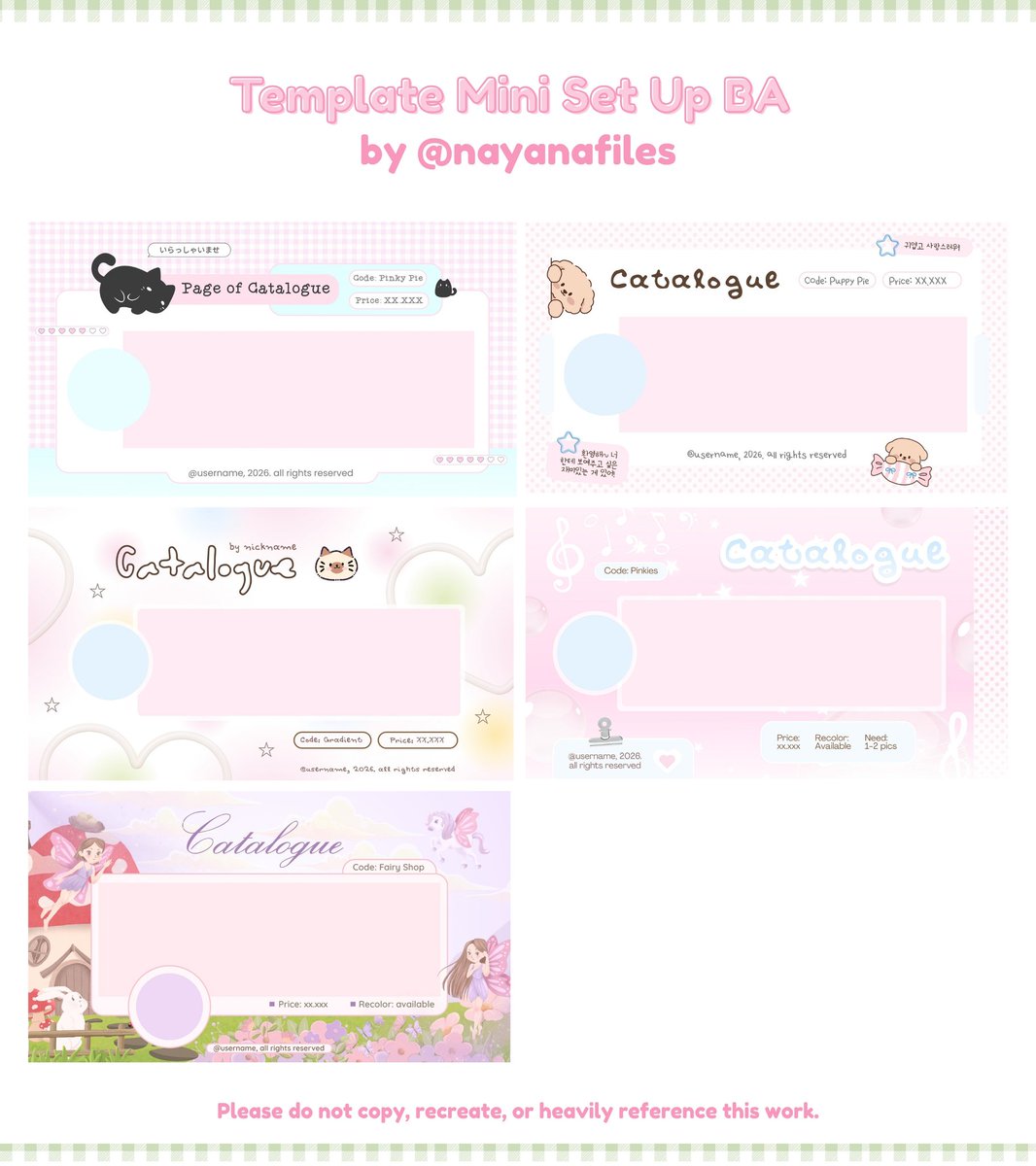 nayanafiles's tweet image. help rt ya? thank u so much #zonauang

aku bawa 11 template mini set up untuk ba layout by canva pro. minta tolong diospek dulu, apakah sudah aman? kalau belum aman kasih tau aku yaa. cek reply buat liat detailnya 😉