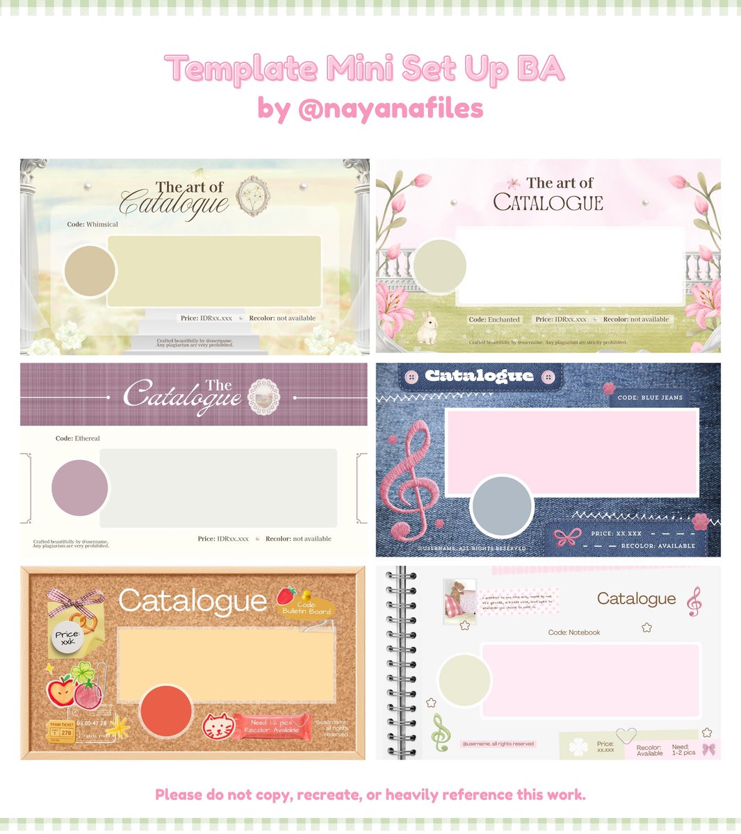 nayanafiles's tweet image. help rt ya? thank u so much #zonauang

aku bawa 11 template mini set up untuk ba layout by canva pro. minta tolong diospek dulu, apakah sudah aman? kalau belum aman kasih tau aku yaa. cek reply buat liat detailnya 😉