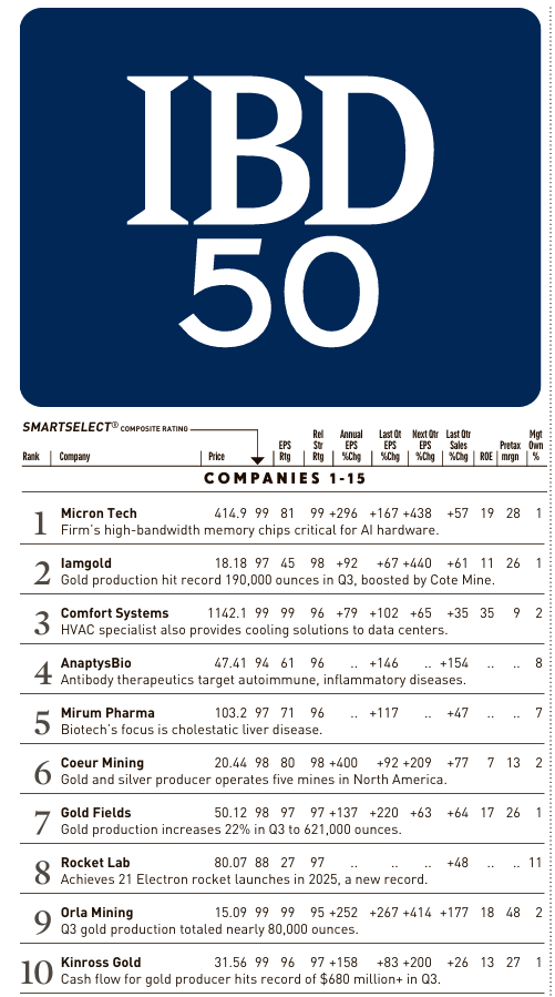 AlexMarenco1's tweet photo. Top 10 IBD50 stocks, a gage of what the high octane names are doing. #money #stocks #investors #IBD50 #FFTY https://t.co/5xj6SAyAp7