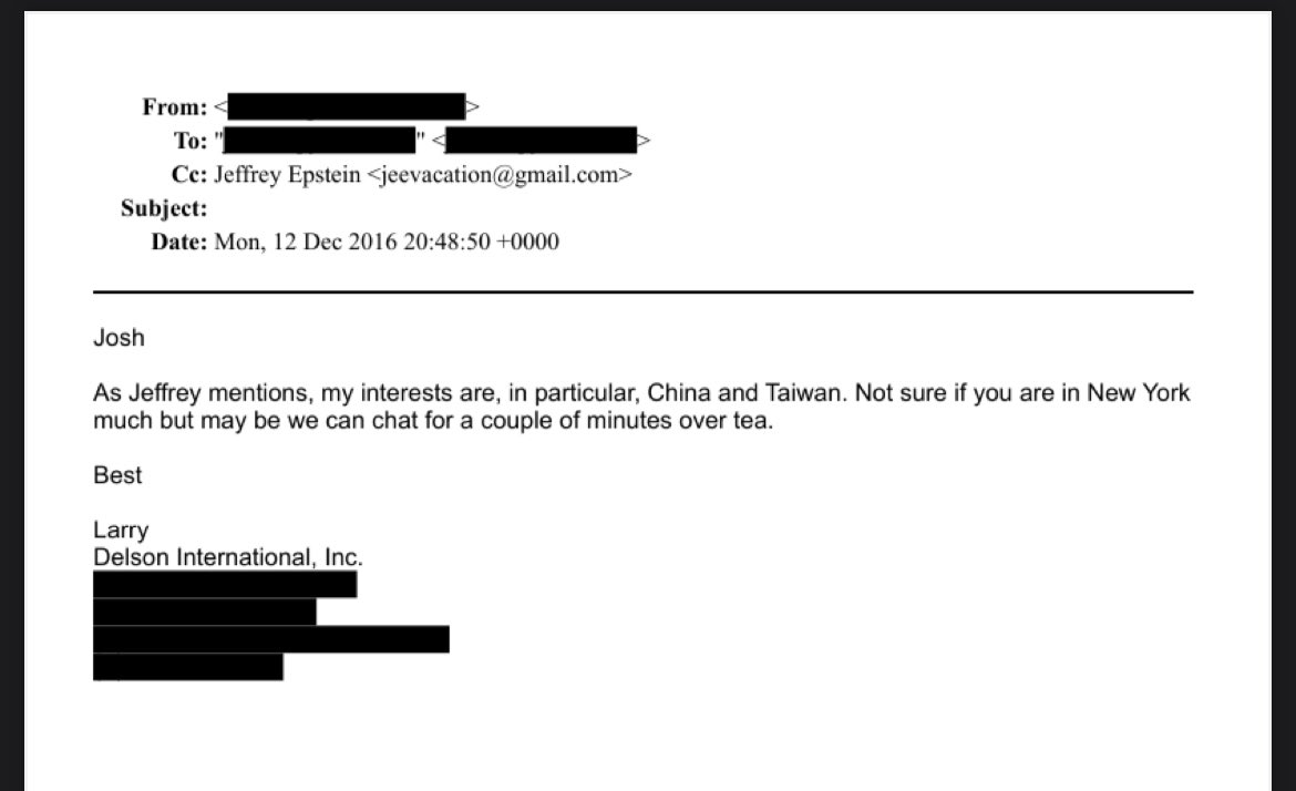 Why was Jeffrey Epstein CC’d on a business proposal involving Taiwan and China? What was his role in this hidden power network?