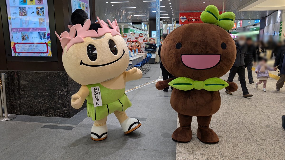 大宮駅で開催中の、しらかわ観光・物産フェアに行ってきました。
キャラさんはばらばらに出てくるのかな？と思っていたのですが、全キャラさんが出てきてくれました。
しらかわん以外は初めましてのキャラさんです。
#しらかわん #ニシゴーヌ #たなちゃん #やまっぴー #ダリちゃん #ゆうきくん