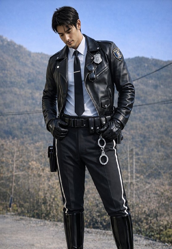 Could you guess whose face I got AI to transpose on this leather cop?