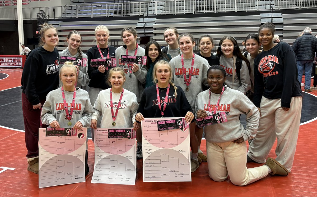 Linn-Mar Girls Wrestling is sending SEVEN to the State Tournament!

Kate Seery🏆🎟️
Chloe Adamson🏆🎟️
Brielle Parke🏆🎟️
Brooke Walrath🥈🎟️
Caroline Pohlman🥈🎟️
Aurora Lloyd🥈🎟️
Divine Akili🥈🎟️
Kaylin Goodwin🥉
Katelyn Billings🥉
Adriana Garcia
Alyssa Kriener
Jeffimare Valsin