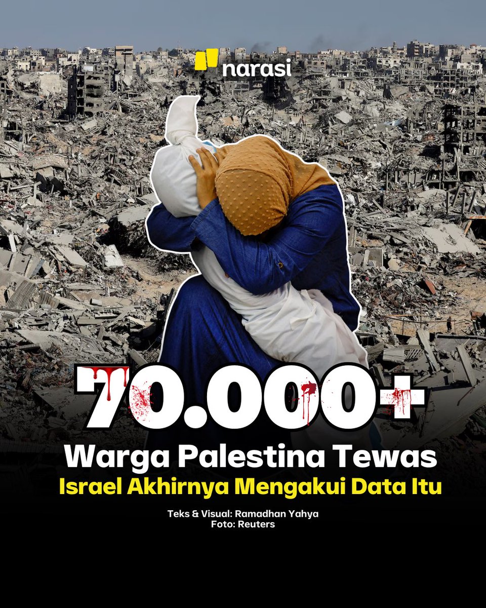 Setelah lebih dari dua tahun menyangkal, militer Israel dilaporkan mulai mengakui jumlah estimasi sekitar 70.000 warga Gaza tewas sejak genosida yang dilakukan Israel pada Oktober 2023—angka yang selama ini dilaporkan Kementerian Kesehatan Gaza dan dinilai kredibel oleh PBB,