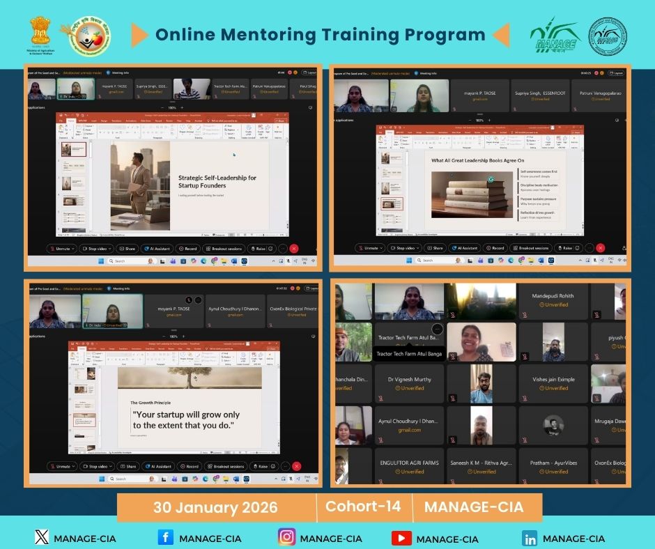 CiaManage's tweet image. Cohort 14 | Day 21 | Online Mentorship Programme

MANAGE-CIA conducted an engaging session on Strategic Self-Leadership, focusing on the founder mindset and long-term sustainability of startups.

#MANAGE-CIA #RKVYRAFTAAR #Cohort14 #StartupMentorship #Leadership #FounderMindset
