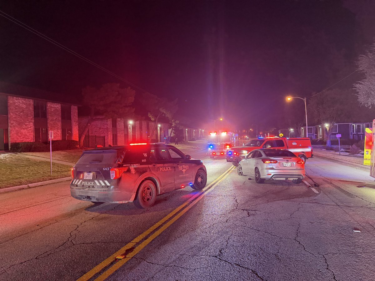 Our team responded to an emergency assist police officer at 10:12 pm on Friday night on S. Las Vegas Trail near Tumbleweed.  As officers arrived on scene, we began assisting the Fort Worth Police Department on a crash investigation following a car chase. 

The WSPD will manage
