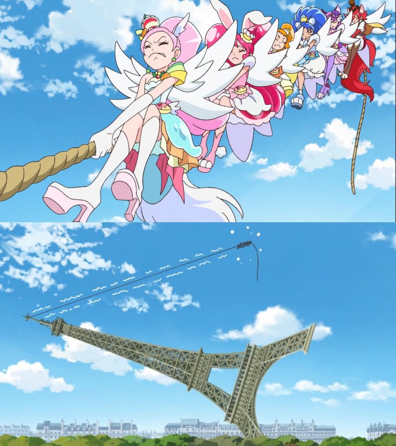의외로 실화인거
2017년 가을에는 프랑스의 에펠탑이 쓰러진 적이 있었는데 프리큐어들이 다시 세워준 적도 있어서 그 이후로 프랑스 사람들은 에펠탑을 지나갈때면 늘 메르시 프리큐어! 하고 감사인사를 한다고 함