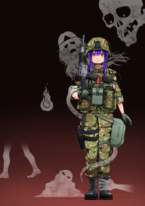 千山那々さんの自衛隊実話怪談集『それ、自衛隊では普通です。-自衛隊怪異録 第一集-』の表紙を描かせていただきました。 千山さんが取材で得てきた自衛隊怪談の数々…楽しみです。