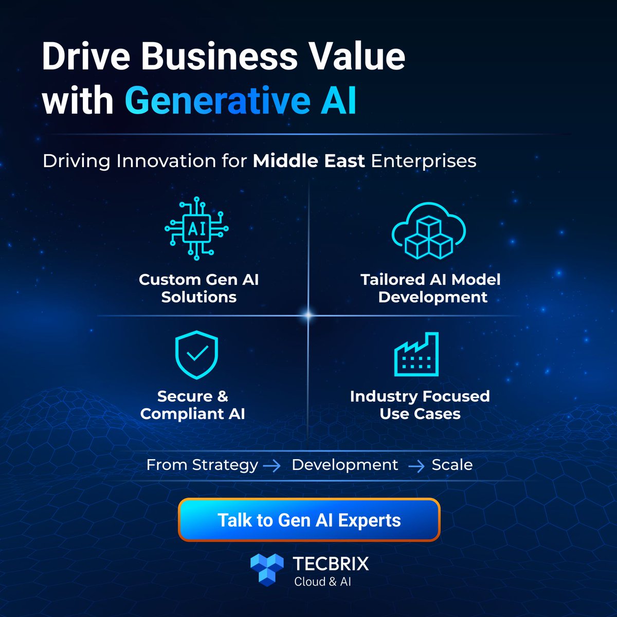 tecbrix's tweet photo. #GenerativeAI isn’t experimental anymore — it’s a business advantage.

At TecBrix Cloud &amp; AI, we turn #GenAI into real outcomes using #AzureAI, #AWS, and #GoogleCloudAI — building secure, scalable, enterprise-ready solutions.

Talk to our experts 👇
🔗 https://t.co/MRZowaulHk https://t.co/CLa7Rw3IpK
