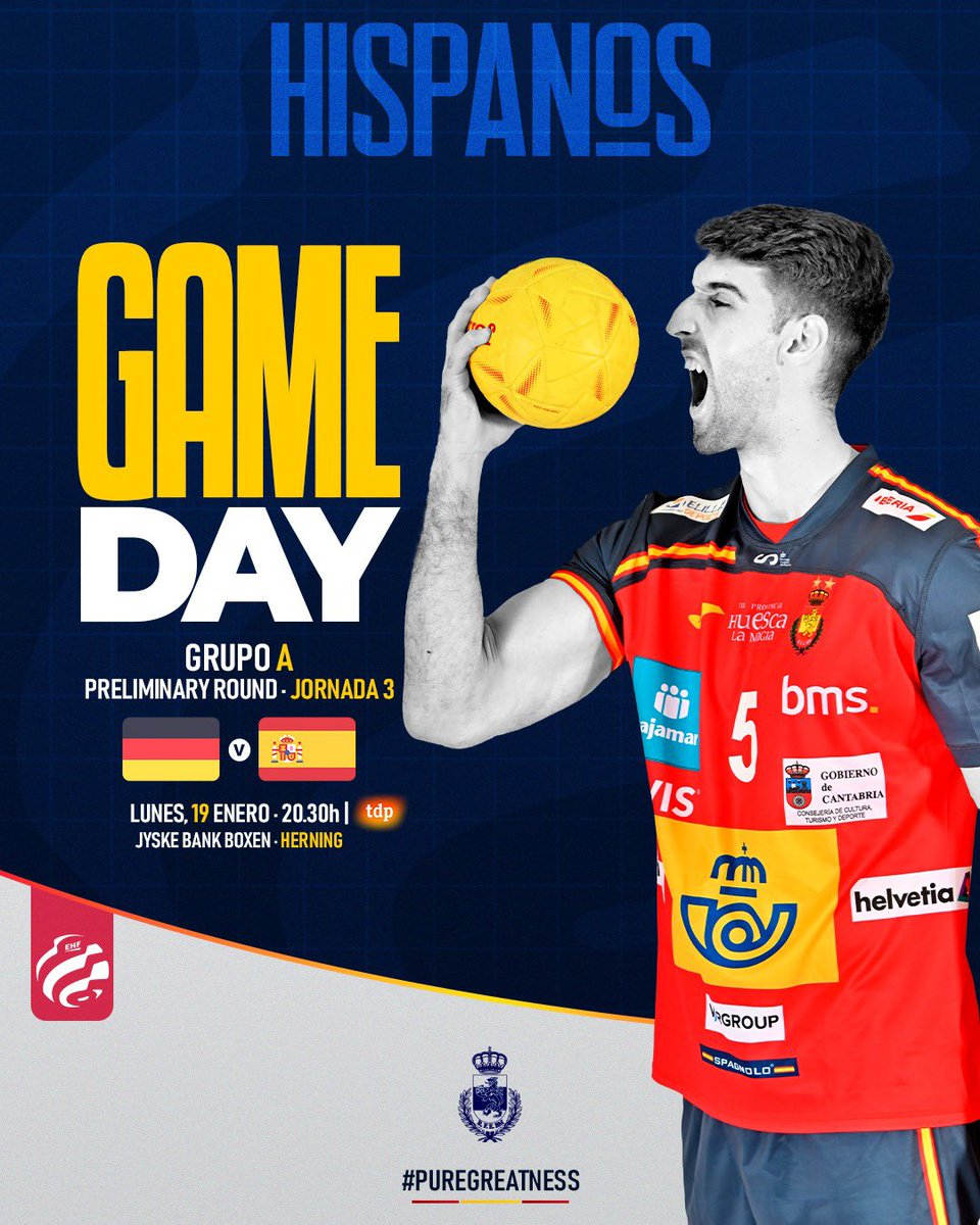 🔴 #GameDay

🏆 <a href="/EHFEURO/">EHF EURO</a>

🏟️ Jyske Bank Boxen🇩🇰

📍 Jornada 3⃣ - Preliminary Round
🆚 Alemania🇩🇪 - 🇪🇸España
⏰ 2⃣0⃣:3⃣0⃣h.

📺 <a href="/teledeporte/">Teledeporte</a>

⌚️ ¡Sigue con nosotros el partido en directo en rfebm.com!

#️⃣ #Balonmano #ehfeuro2026 #puregreatness