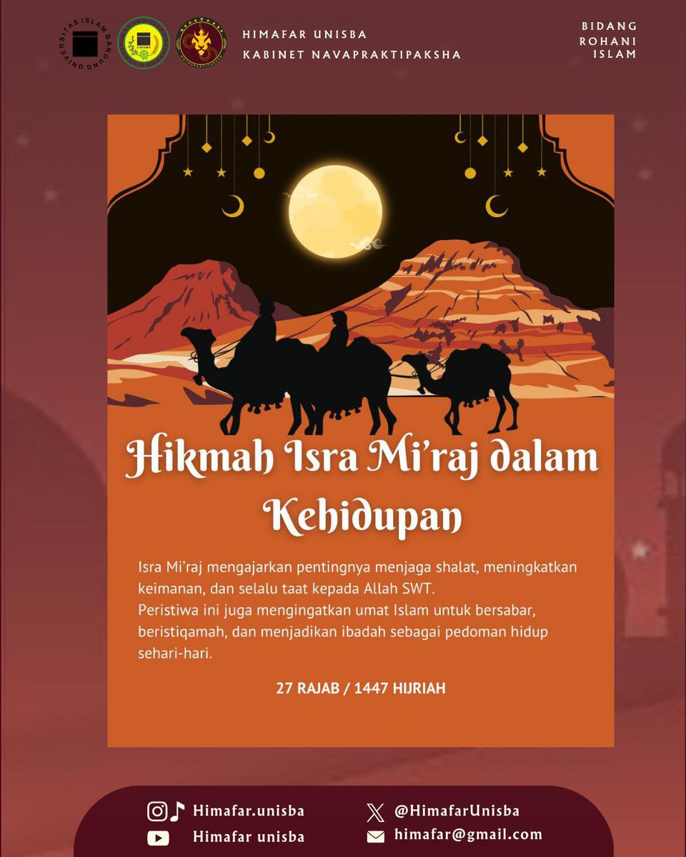 Peristiwa agung Isra Mi’raj Nabi Muhammad ﷺ merupakan perjalanan penuh makna yang Allah tunjukkan kepada Rasul-Nya di tengah berbagai ujian dakwah. Dari peristiwa ini kita belajar tentang kekuasaan Allah keteguhan iman Rasulullah ﷺ serta amanah besar berupa perintah shalat